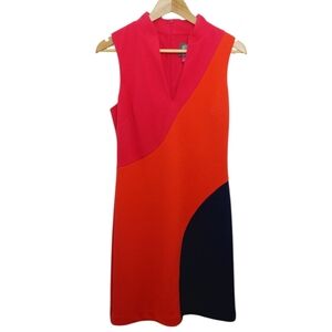 Vince Camuto Women's Size 4 Dress Colorblock Cocktail Pink Orange Black